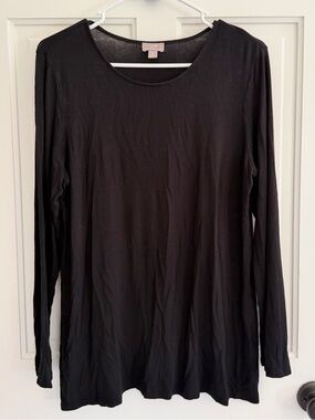 J. Jill Wearever Collection Black Long Sleeve Stretch Top Medium